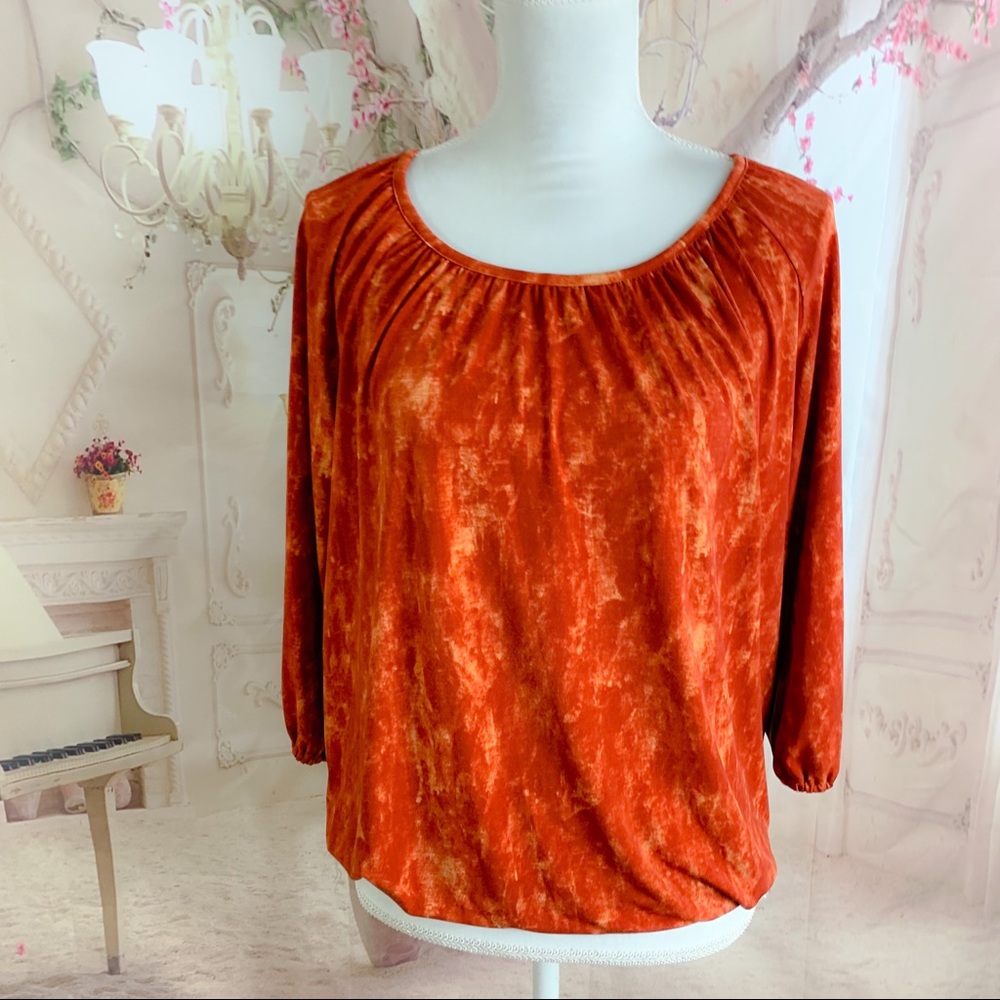Michael Kors Dye tie Burnt Orange Blouse